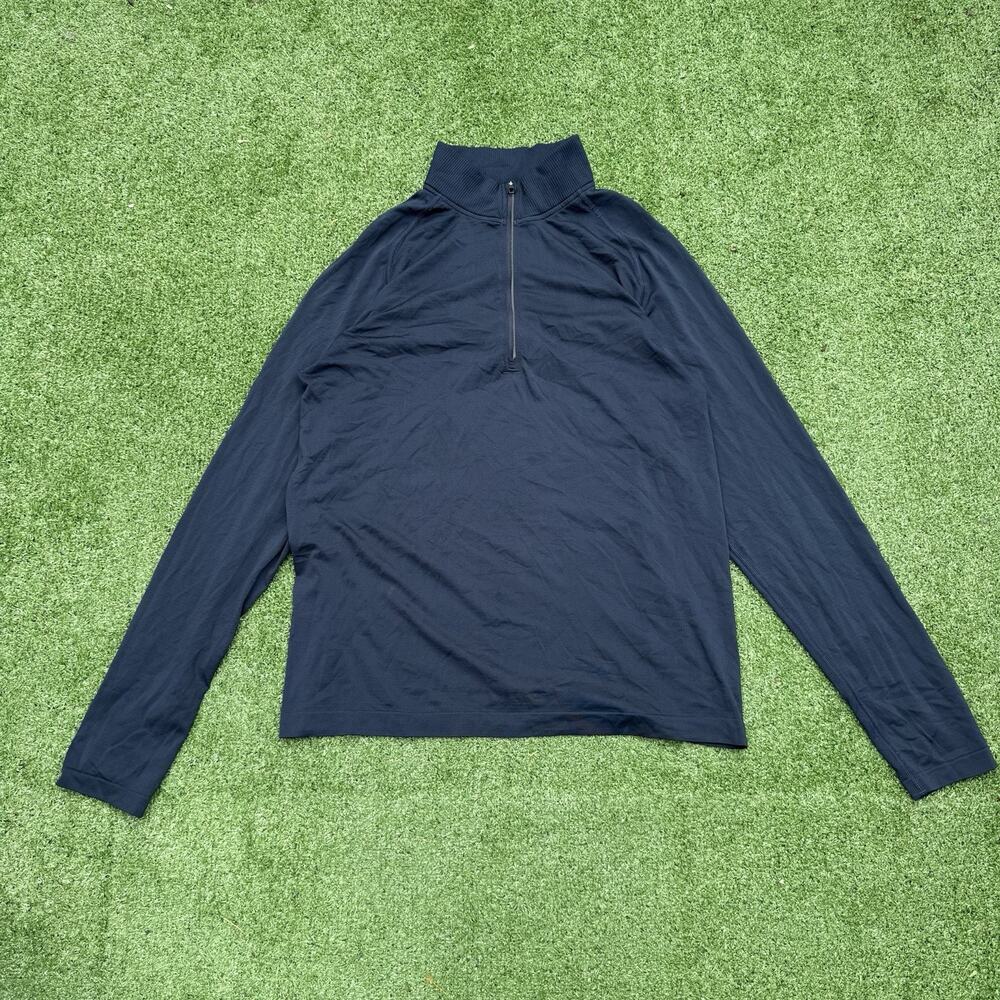 Lululemon Mens Half Zip Pullover Navy Long Sleeve Athletic Running Shirt Size M